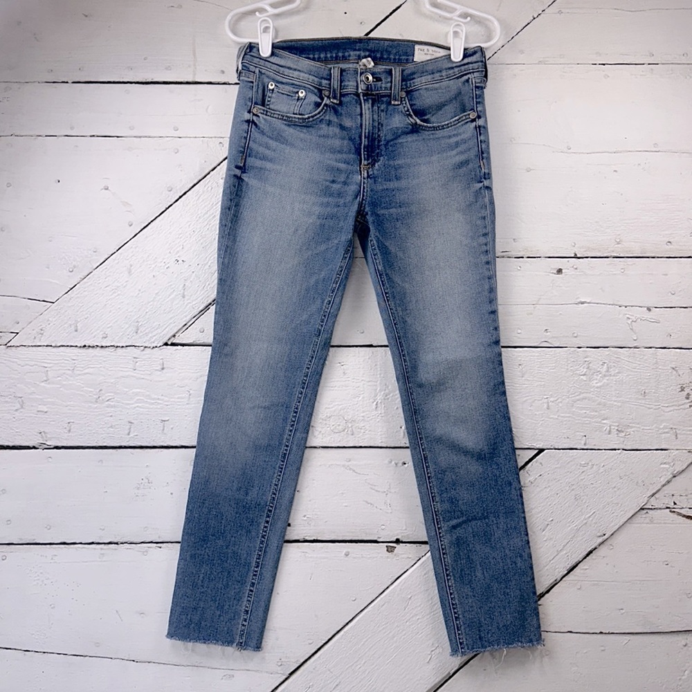 Rag & Bone Ankle Skinny Ellerly Raw Hem Distressed Jeans Size 29